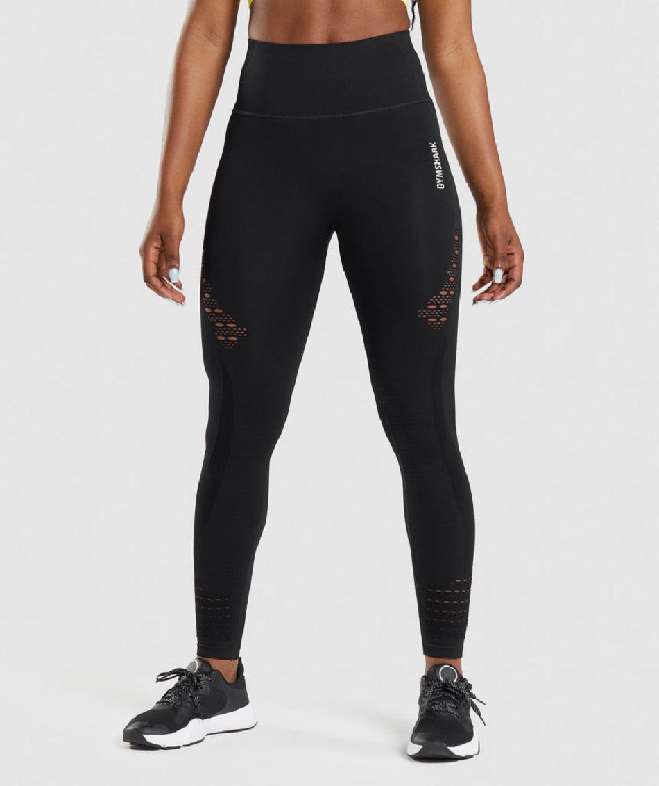 Legginsy Damskie Gymshark Energy Seamless Czarne | PL 2313FDN